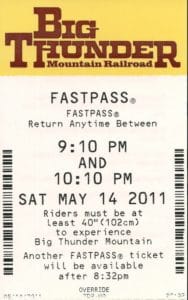 An old FastPass at Disney World 