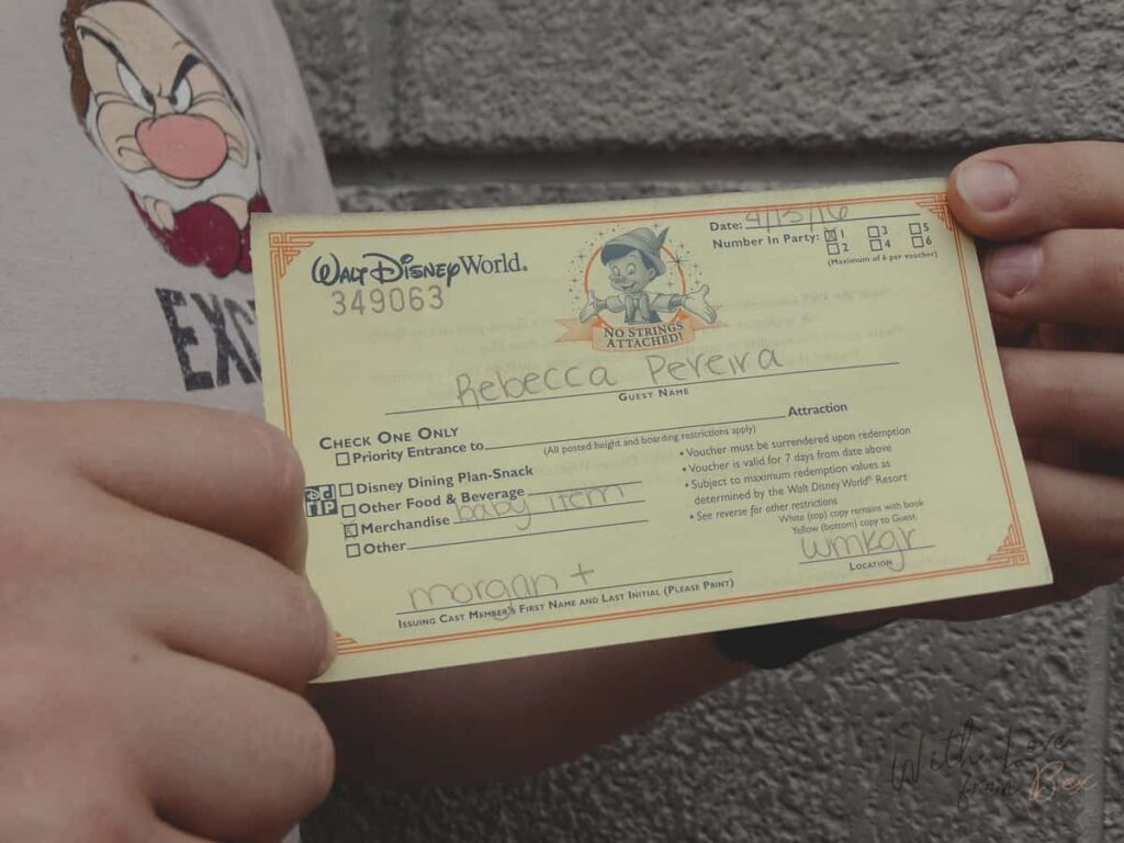Free certificate gifted at Disney World