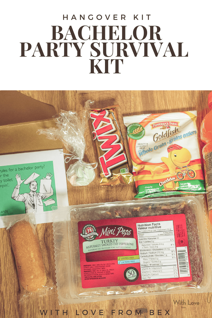 hangover cure kit, wedding, bachelor party survival kit