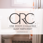 one room challenge modern orange bathroom