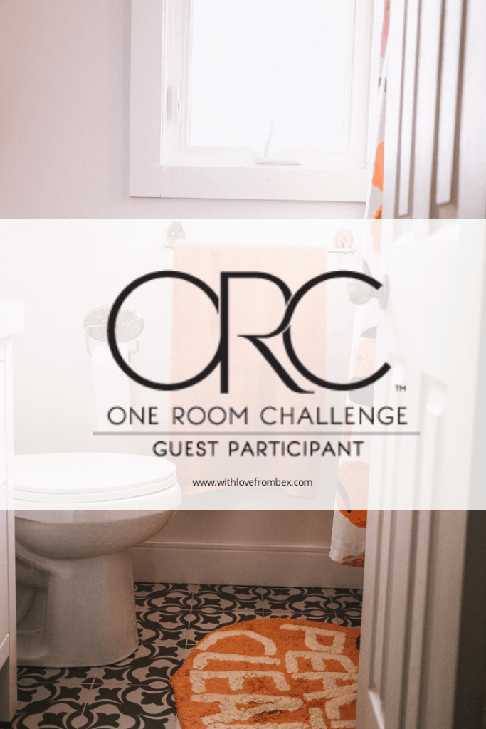 one room challenge modern orange bathroom