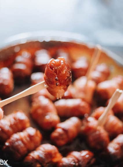 Candied Bacon Wrapped Mini Sausages