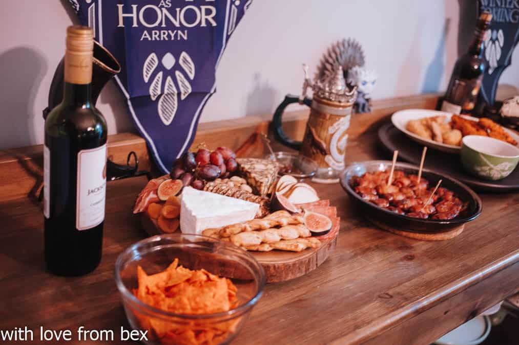 display of game of thrones inspired food
